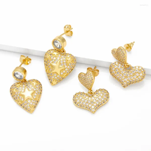 Boucles d'oreilles FLOLA gros coeur bulle pour les femmes cuivre plaqué or étoile clous d'oreille bijoux romantiques cadeaux Erst70