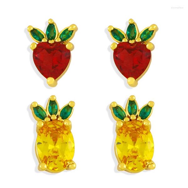 Pendientes de tachuelas Flola Crystal Fruits Piña para mujeres niños Lindo zanahoria Zirconia COMBAJE Regalos de joyería al por mayor ERSX01