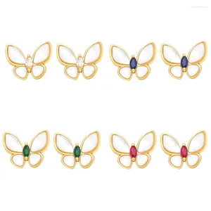 Boucles d'oreilles Flola Butfly de coquille blanche exquise pour femmes Copper plaqué Crystal Studs de bijoux de mode Cadeaux Ersa024
