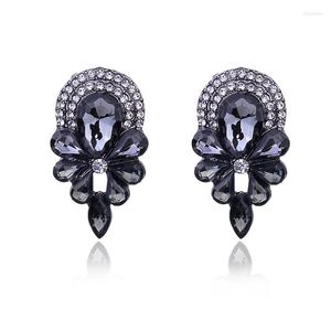 Boucles d'oreilles fleur belle pierre de cristal acrylique Piercing femmes strass bijoux de mode pour fête de noël