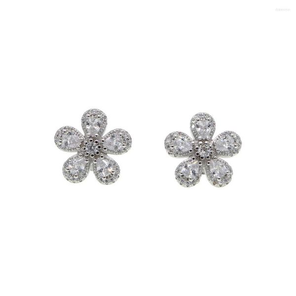 Boucles d'oreilles fleur boucle d'oreille or argent couleur blanc rouge Cz belles fleurs délicates mode femmes fille