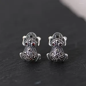 Pendientes de tuerca FNJ marcasita Toad 925 Plata Original pura S925 pendiente de plata esterlina joyería de mujer