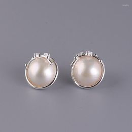 Stud -oorbellen FNJ Mate Pearl 925 Zilver origineel Pure S925 Sterling Earring For Women Sieraden