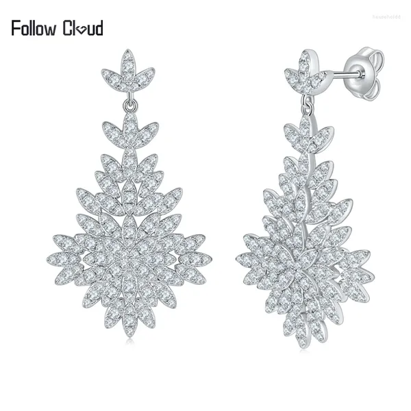 Boucles d'oreilles en argent Sterling 925 en forme de feuille de nuage, bijoux en diamant Moissanite 1.62 Carat, cadeau de mariage pour femmes