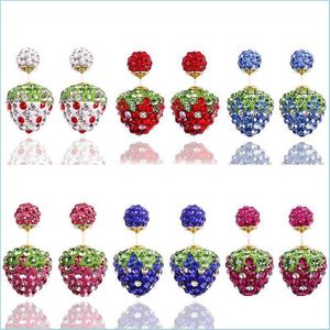 Stud -oorbellen voor vrouw mode sier vergulde sieraden colorf crystal disco ball kralen bruiloft stberry druppel levering dh9ho