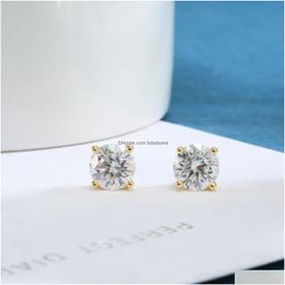 Pendientes de tuerca para mujer 925 Sterling Sier plateado 18K Oro Moda Laboratorio Creado Diamante Regalo Joyería 221119 Entrega de gota Dhqnx