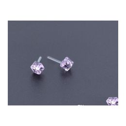 Boucles d'oreilles pour femmes, bijoux à la mode, différentes couleurs, Cube en verre de cristal, livraison directe Dhpjr