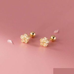 Boucles d'oreilles pour femmes filles enfants zircon fleur mignon petites boucles d'oreilles style coréen bijoux de mode designer de haute qualité 2024 drop deli otpqe