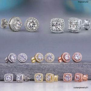 Boucles d'oreilles à clous pour femmes, couleur or, cristal de zircone cubique blanc, bijoux de fiançailles et de mariage élégants