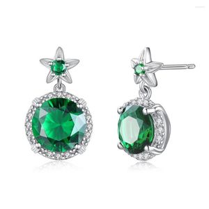 Boucles d'oreilles en argent Sterling 925 véritable pour femmes, bijoux à la mode, émeraude avec diamant, cadeau de fiançailles