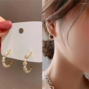 Boucles d'oreilles à clous pour femmes, bijoux géométriques simples, perles de cristal, élégantes, à la mode, accessoires, vente en gros