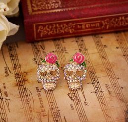 Boucles d'oreilles pour les femmes squelette crâne oreilles Studs Boucles d'oreilles