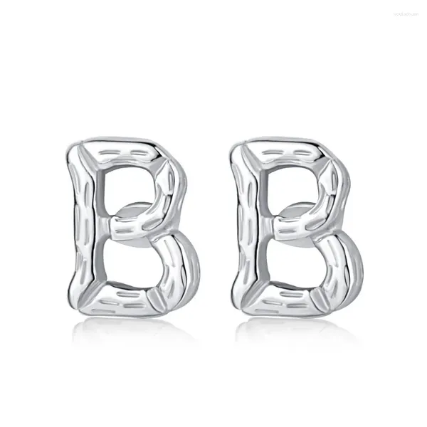 Pendientes de estudios Producto de comercio exterior S925 STERLING SILETA LETRA INGLÉS B Joyería de orejas versátiles de tendencia de las mujeres