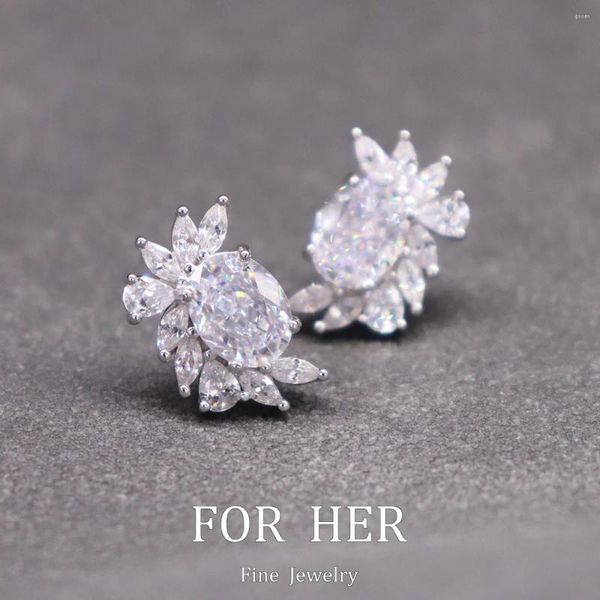 Boucles d'oreilles pour femmes, bijoux en argent Sterling 925, 1 Carat, diamant brillant à haute teneur en carbone, plaqué or 18 carats, cadeau fin pour femmes