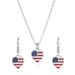 Boucles d'oreilles à clous, collier drapeau américain du 4 juillet, cadeau de fête en alliage strass, jour de l'indépendance patriotique