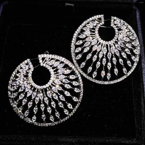 Boucles d'oreilles Foydjew luxe micro-incrusté plein Zircon 925 aiguille en argent personnalisé rond grande oreille Clip bijoux