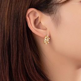 Boucles d'oreilles à tige en argent sterling 925 style parfum avec perle en zircon pour femme