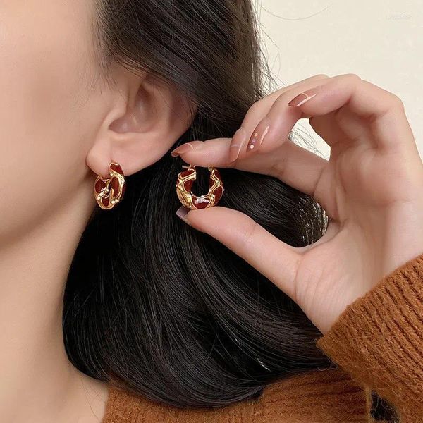 Boucles d'oreilles Stud France Lumière Luxury Email Hémorceau épais pour femmes bijoux en acier inoxydable Huggie Ear Party