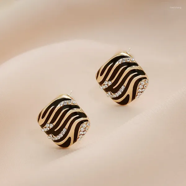 Boucles d'oreilles françaises Français rétro luxe de haute qualité Leopard Pattern Square Gift Banquet Banquet Women's Bijoux 2024