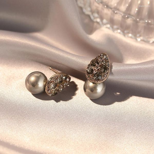 Boucles d'oreilles mode française rétro luxe haute qualité goutte d'eau gris perle cadeau affaires Banquet femmes bijoux 2023