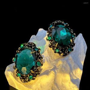 Boucles d'oreilles étalon français vintage green hingestone ellipse for women malin et rende vieux bijoux de charme de luxe exquis cadeau