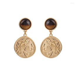 Boucles d'oreilles étalon français soulagement vintage figure de monteur de monnaie