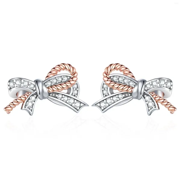 Boucles d'oreilles en forme de pâte frite, nœud torsadé, en argent 925, clous d'oreilles pour femmes, polyvalentes, grande marque, Design en Zircon Ins