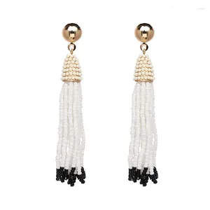 Pendientes Con Flecos Tejidos A Mano Moda Rebordear Simplicidad Bohemia Aleación Señora Rice Bead