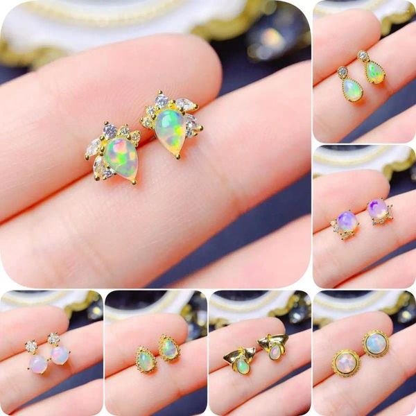 Boucles d'oreilles STAD FS 7 styles Natural Opal S925 STERLING Silver For Women Fin Fashion Charm mariages bijoux Meibapj