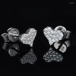 Stud -oorbellen vol 1,2 mm Moissanite Stones Heart 925 Sterling Silver Dress Matching Oren voor vrouwen Wedding Party Fine Jewelry