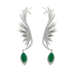 Boucles d'oreilles à clous en zircone cubique verte pour femmes, bijoux de mariage, Brincos CE10020