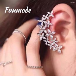 Boucles d'oreilles étalon funmode cubic zirconia flore de neige fleur fleurie asymétrique femmes de fiançailles bijoux bijoux femme f026e