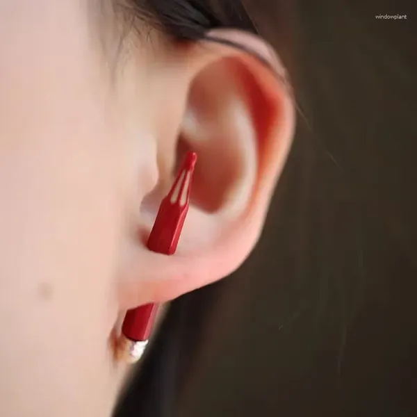 Boucles d'oreilles à tige, cadeau personnalisé amusant pour la journée de l'enseignant, goutte d'huile, crayon rouge, boucle d'oreille fendue détachable avec simplicité, bijoux exquis et amusants