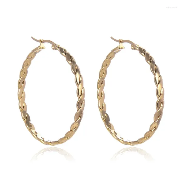Boucles d'oreilles FYSARA Top vente plaqué or cercle en métal S chaîne tissé grand cerceau pour les femmes bijoux de mode