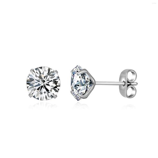 Boucles d'oreilles clous G23 Titane CZ Pour Oreilles Sensibles Cubic Zirconia Femmes Filles 3 4 5 6 7 8mm