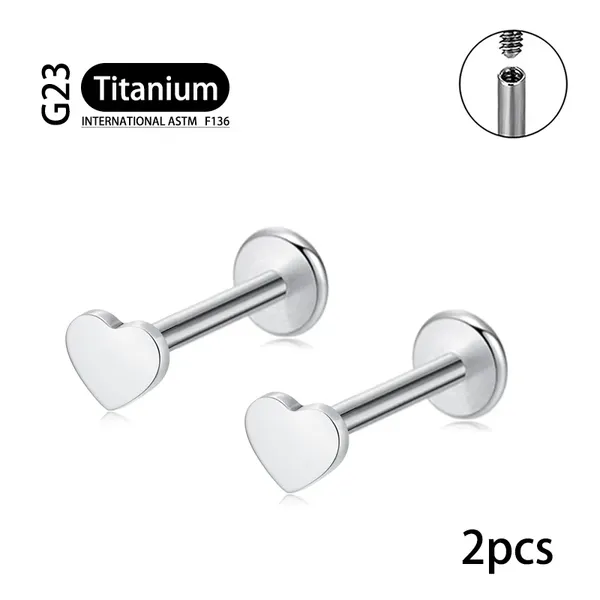 Pendientes de tuerca G23, tachuelas de Material de titanio, Labret Tragus, anillos para labio, hilo interno, pendiente de serpiente, Piercing de aro cartílago Daith