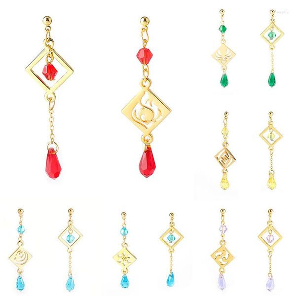 Boucles D'oreilles Jeu Genshin Impact Sept Éléments Dieu Oeil Motif Logo Boucle D'oreille Anime Cosplay Accessoires Souvenir Bijoux Cadeau En Gros