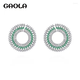Stud -oorbellen Gaola Fashion Statement Earring Cubic Zirconia Green Stones Wedding Sieraden GLE7422