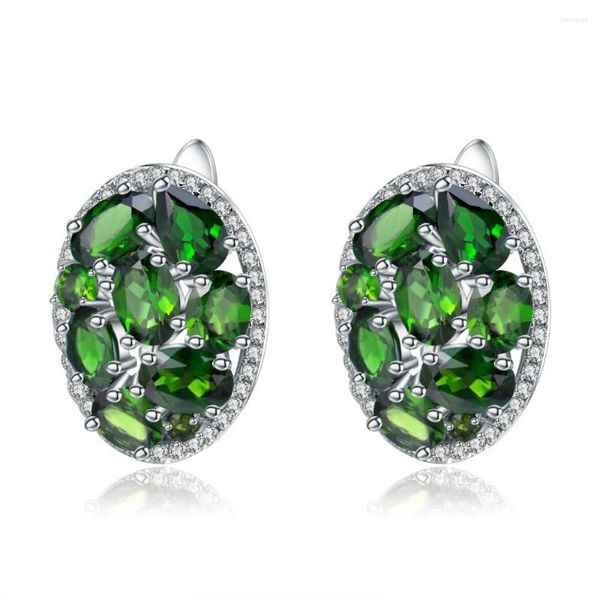 Pendientes de botón GEM'S BALLET 6.86Ct diópsido de cromo natural Vintage 925 piedras preciosas de plata esterlina para mujeres joyería fina