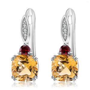 Boucles d'oreilles GEM'S BALLET 925 Sterling Silver Birthstone Pour Femmes Mariage 5.21Ct Naturel Citrine Grenat Gemstone Fine Jewelry