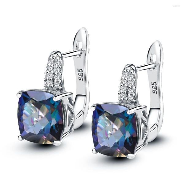 Pendientes de tuerca GEM'S BALLET 7.33Ct Cuarzo místico azulado natural Piedra preciosa de plata de ley 925 para mujer Joyería fina