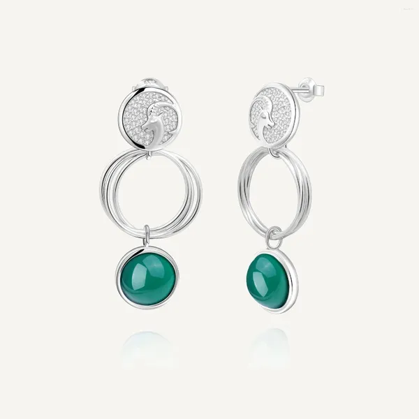 Boucles d'oreilles GEM'S BALLET, Agate verte, argent Sterling 925, Vintage, goutte d'eau, bijoux à la mode, cadeau d'anniversaire pour femmes