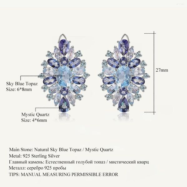 Boucles d'oreilles GEM'S BALLET, topaze bleu ciel naturel, Quartz mystique pour femmes, bijoux en argent Sterling 925, cadeau fin à la mode