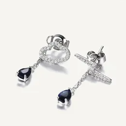 Stud Oorbellen GEM'S BALLET Vrouwen Ontwerp Zilveren Naalden Kwasten Diffusie Saffier Eardrop Prachtige Dangle Fijne Sieraden