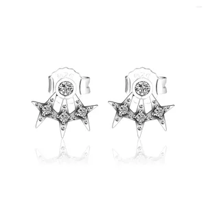 Boucles d'oreilles en argent Sterling 925 véritable, étoile scintillante pour femmes, bijoux de mariage, vente en gros