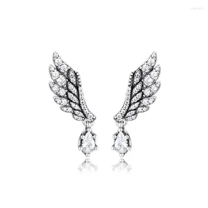 Stud Oorbellen Echt 925 Sterling Zilver Voor Vrouwen Bungelende Engel Vleugel Party Bruiloft Sieraden Gift Brincos Groothandel