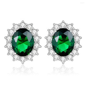 Stud Oorbellen Echt 925 Sterling Zilver Voor Vrouwen Unieke Emerald Zonnebloemen Designer Fijne Sieraden Handgemaakt