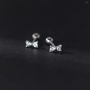 Boucles d'oreilles à tige véritable 925 en argent Sterling fil arc Insert diamant Zircon pour les femmes oreille bijoux fins accessoires