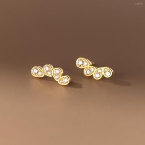 Boucles d'oreilles à tige véritable 925 en argent Sterling larme délicate Zircon goujons goutte d'eau bijoux pour femmes filles