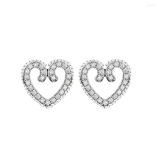 Pendientes de tuerca de Plata de Ley 925 auténtica para mujer, corazón con remolinos, regalo de boda, joyería fina Brincos al por mayor